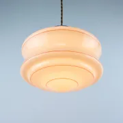 Vintage Art Deco Hanging Lamp, 1960s Pink Ceiling Light