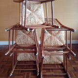 6 old straw chairs 19th