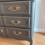 Commode Louis XV laquée noir acier