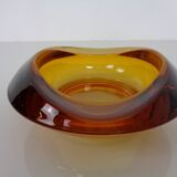Amber and Blue Sklo Union Glass Ashtrays by Rudolf Jurnikl, Czechoslovakia, 1960s, Set of 2