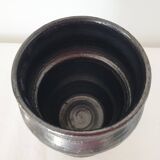 Covered pot on shower foot in black glazed chamotte terracotta Jean Marais