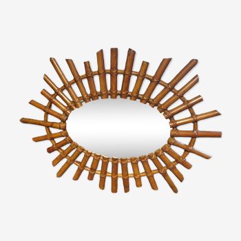 Oval rattan mirror seventies