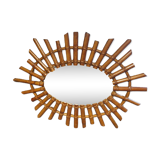 Oval rattan mirror seventies
