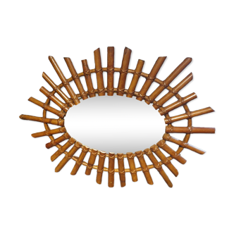 Oval rattan mirror seventies