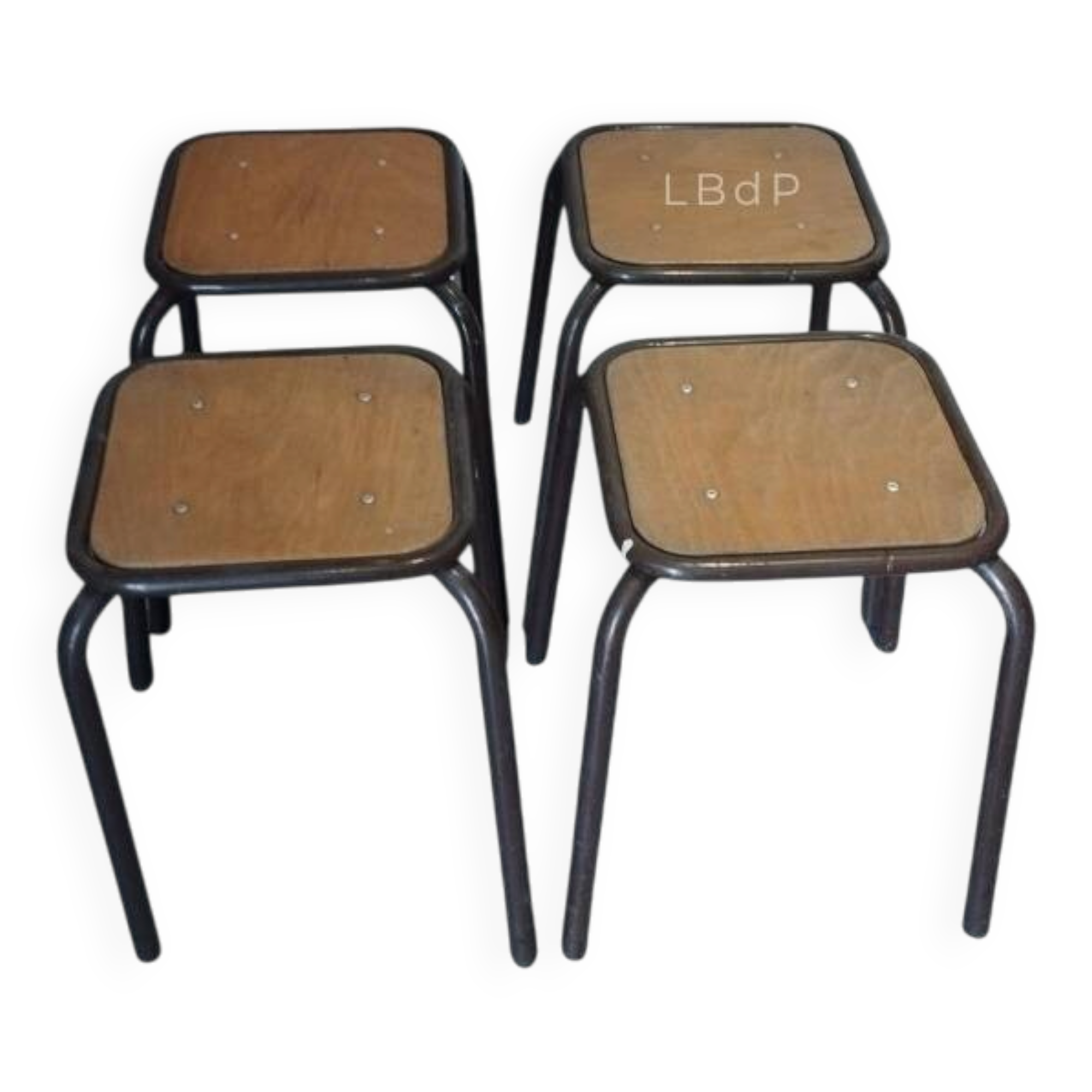 4 vintage industrial Mullca stools, workshop, school