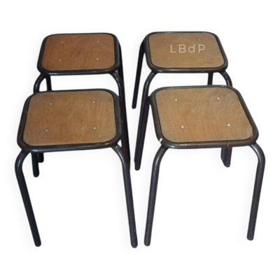 4 tabourets Mullca indus, atelier, école époque vintage