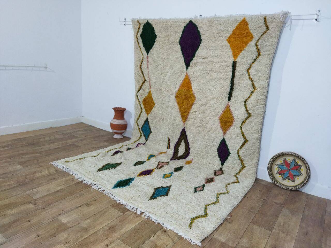 Handmade wool Berber rug 300 x 190 cm