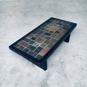Brutalist Style Slate Tile Inlay Coffee Table, Belgium, 1970s