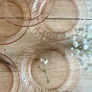 Set of 6 vintage Arcoroc rosaline dessert plates