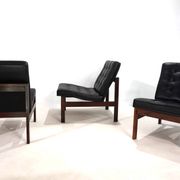 France & Son Set of 3 Modular Leather Armchairs by O. Gjerløv-Knudsen/T. Li