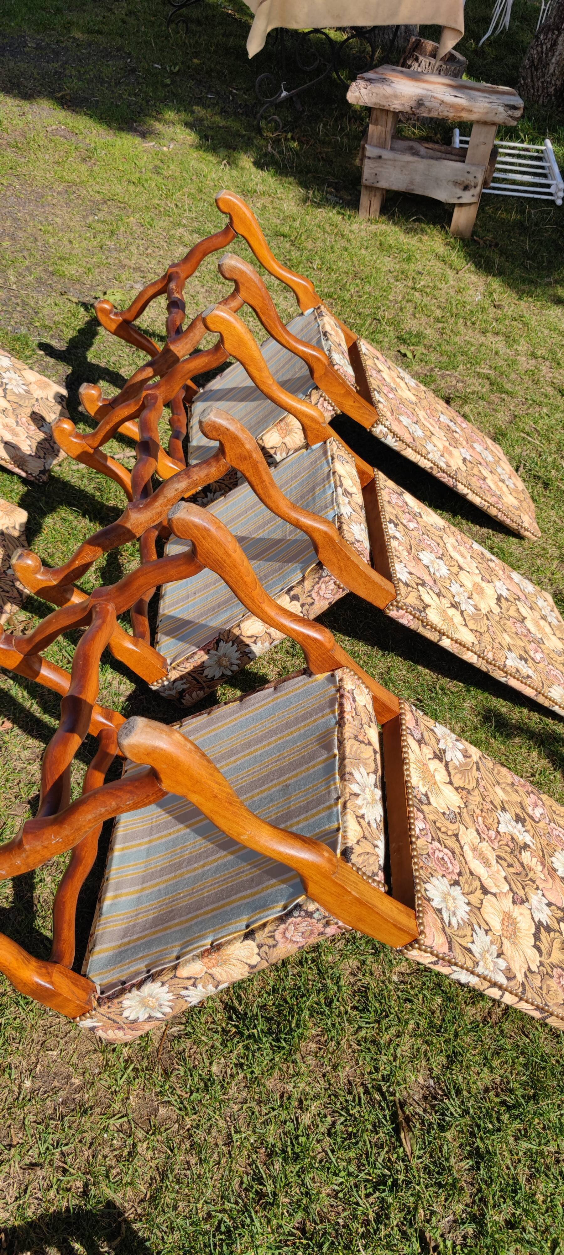 6 Louis XIV chairs in beech