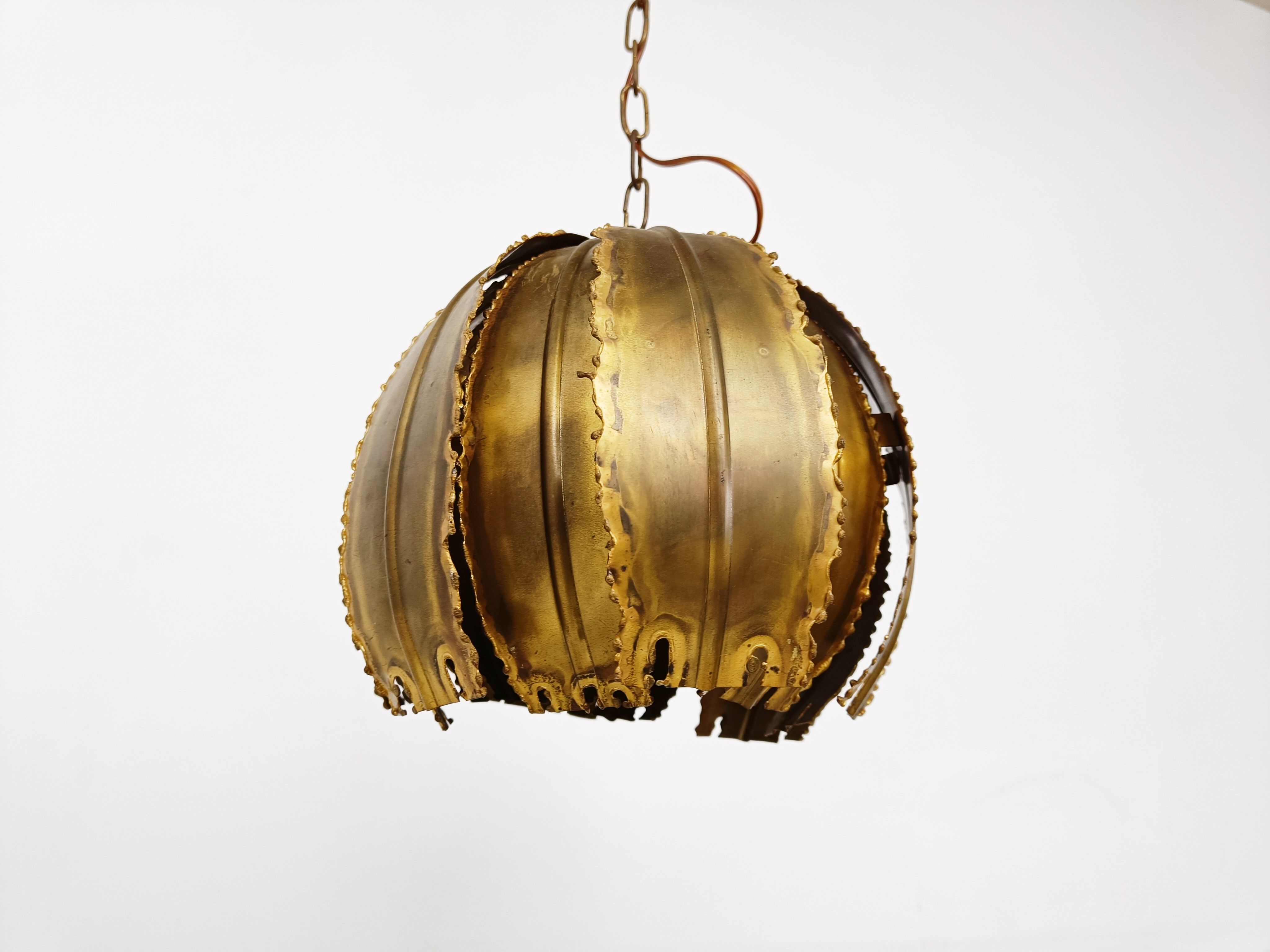 Vintage brass pendant light by Svend Aage for Holm Sorensen, 1960s
