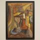 Nature morte cubiste signée - Huile sur panneau