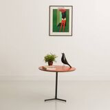 Side table or occasional table with an orange-ochre top