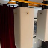 3-light ceiling light, in opaline and brass Maison Arlus 1950
