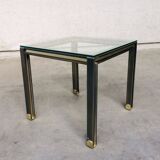 Steel and brass square coffee table, Belgium, 1980s