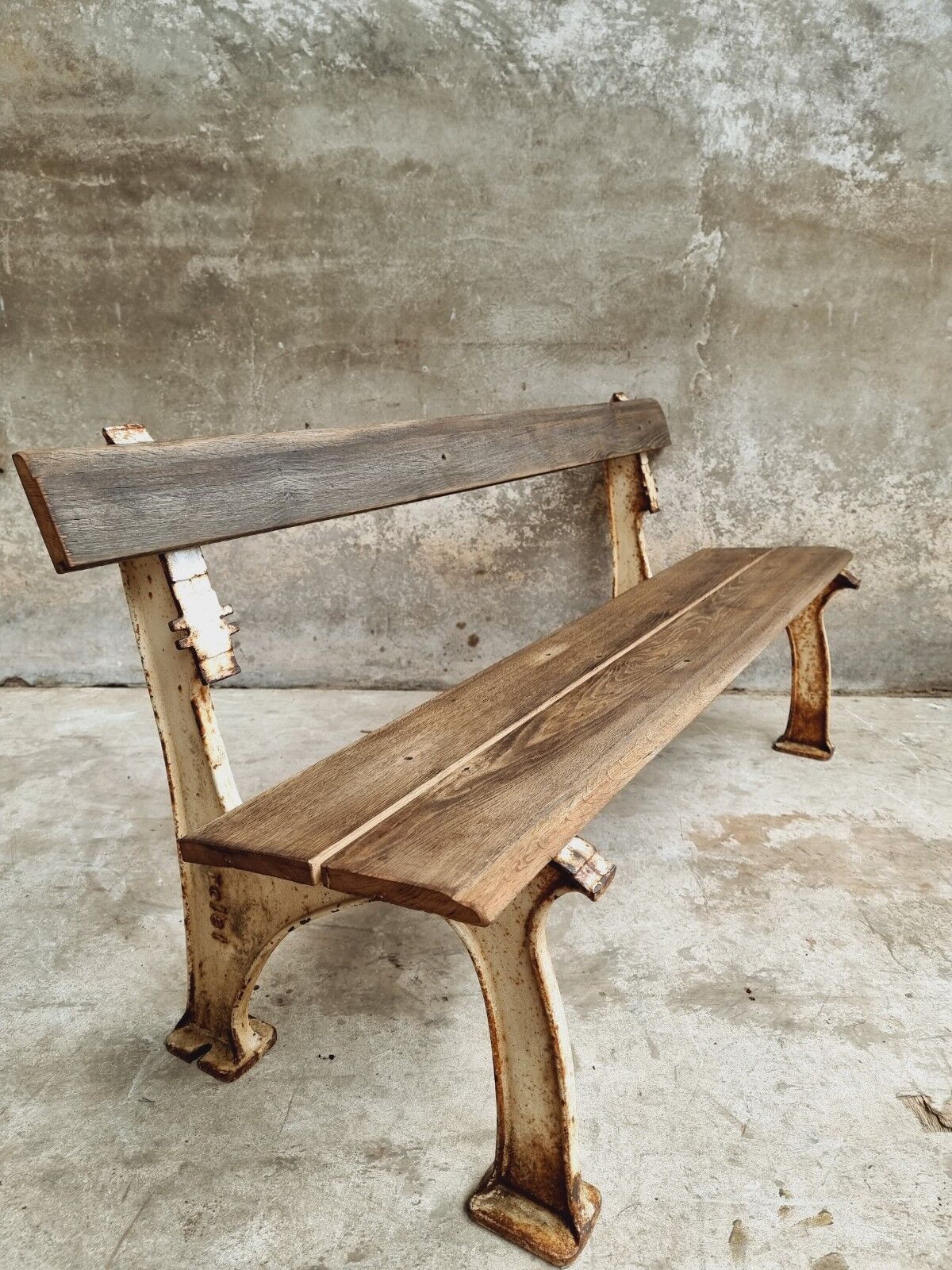 Old garden bench park bench oak with cast iron 160 cm