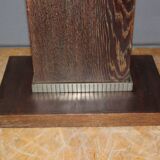 Art Deco period pedestal table in oak and nickel-plated bronze circa 1930