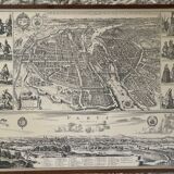 Framed 19th century map of Paris