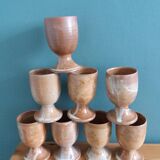 8 verres à pied tasses en grès de Puisaye