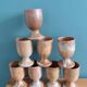 8 Puisaye stoneware stemmed glasses cups