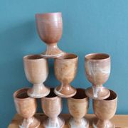 8 Puisaye stoneware stemmed glasses cups