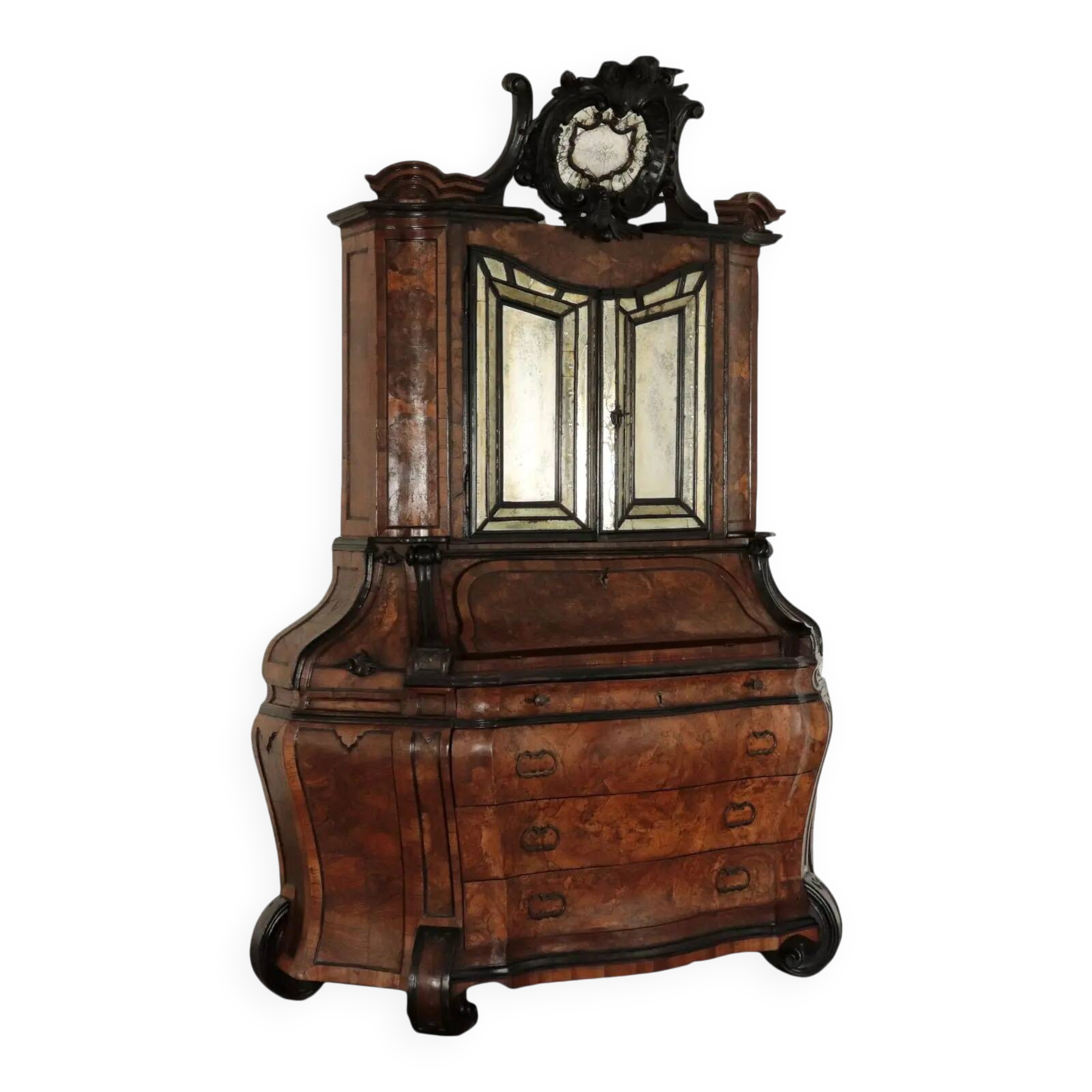 Antique trumeau with walnut mirrors, Italy 20th century