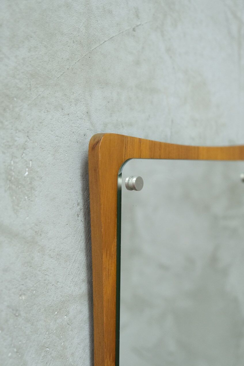 Scandinavian Minimalist Teak Mirror 1960s 36x30cm