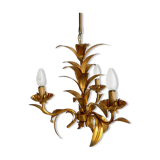 Chandelier golden metal leaves