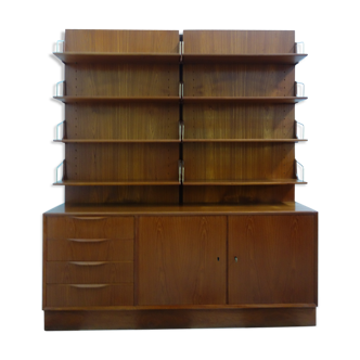 Teak 1960s sideboard with bookcase upright back panel, Danish 60s
