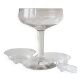 Set of 9 cut in blown and chiseled glass