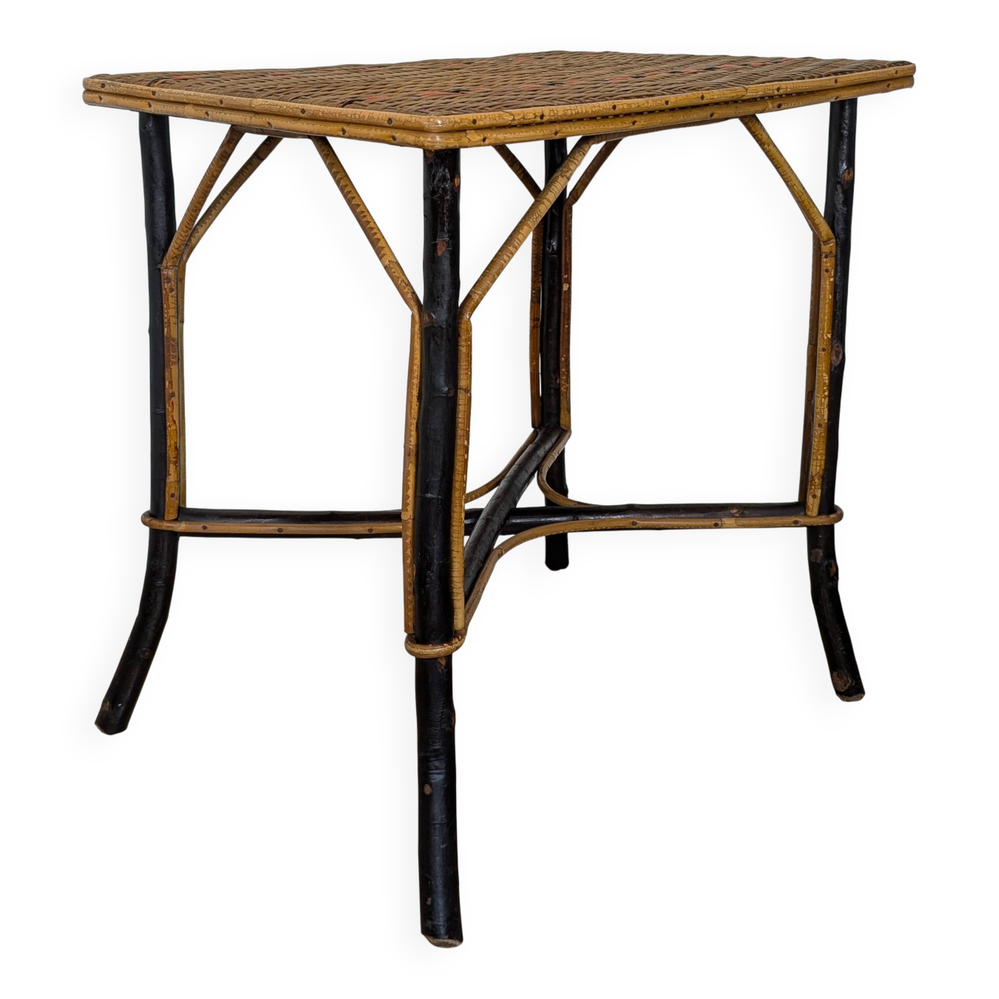 Wood and rattan table from 1920