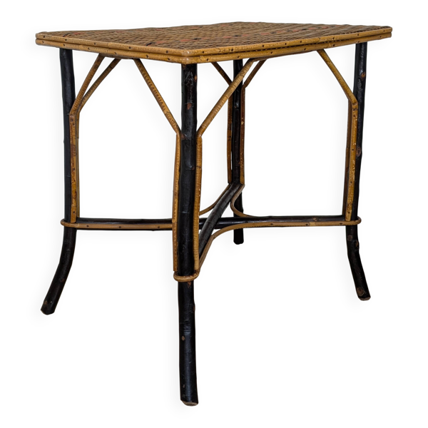 Table en bois et rotin 1920