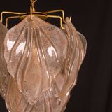 Gorgeous vintage Murano chandelier with leaves of orange and pink highlights