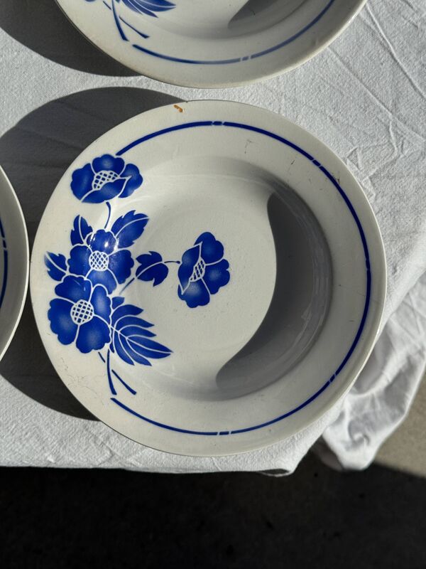 Lot de 14 assiettes creuses anciennes Moulin des Loups Hamage Modèle Edmond