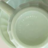 Mint Green Opaline Teacup and Saucer with Swirl Motif, Made in France