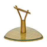 Service tray in rattan and glass