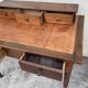 Antique desk with leather top and turned legs, 98 x 60.