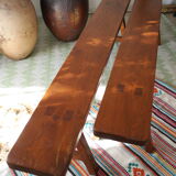 Pair of country benches in solid oak