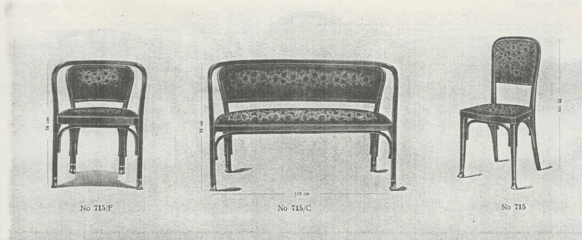 Set of 6 dining chairs no.715 by Gustav Siegel for J&J Kohn