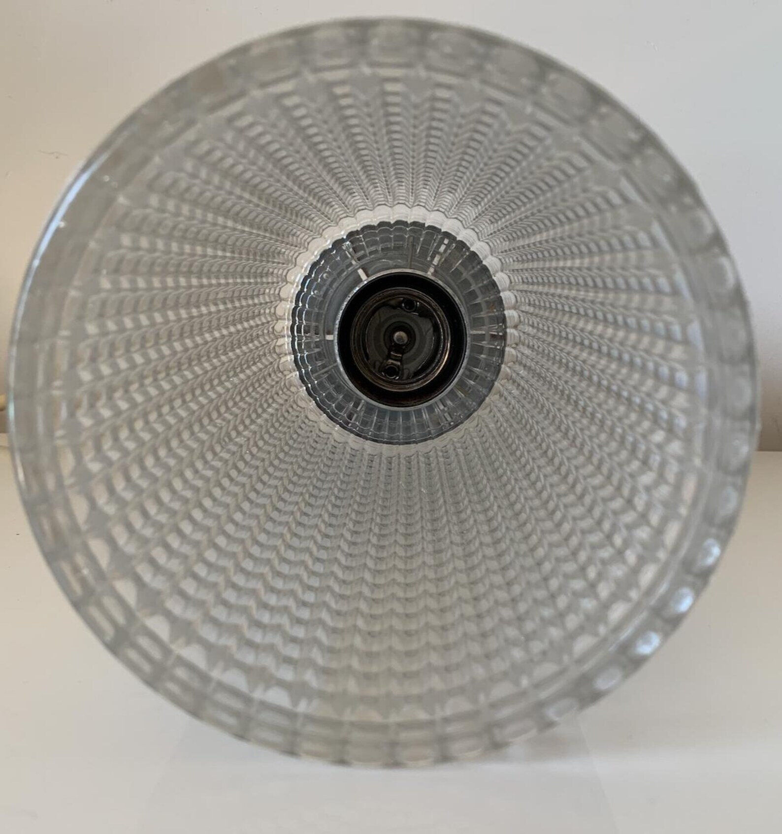 Textured glass vintage pendant light - 1960s