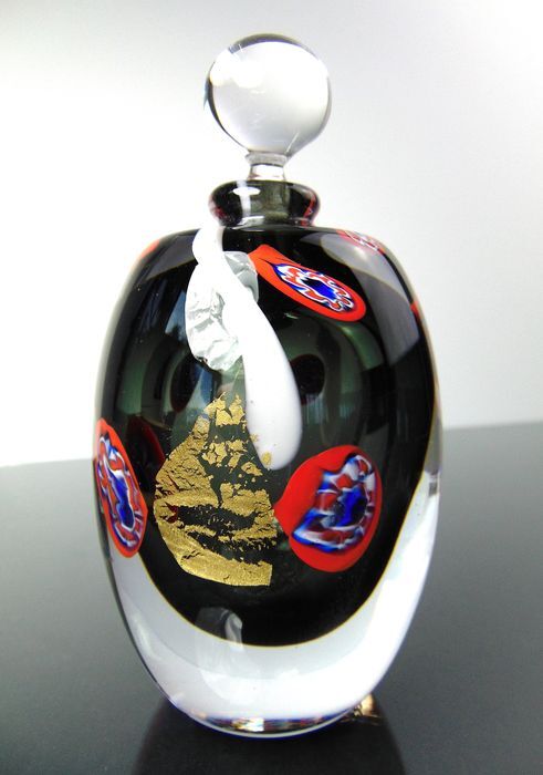 Maxence Parot - Unique Opaline and Gold Color Transparency Bottle - Glass
