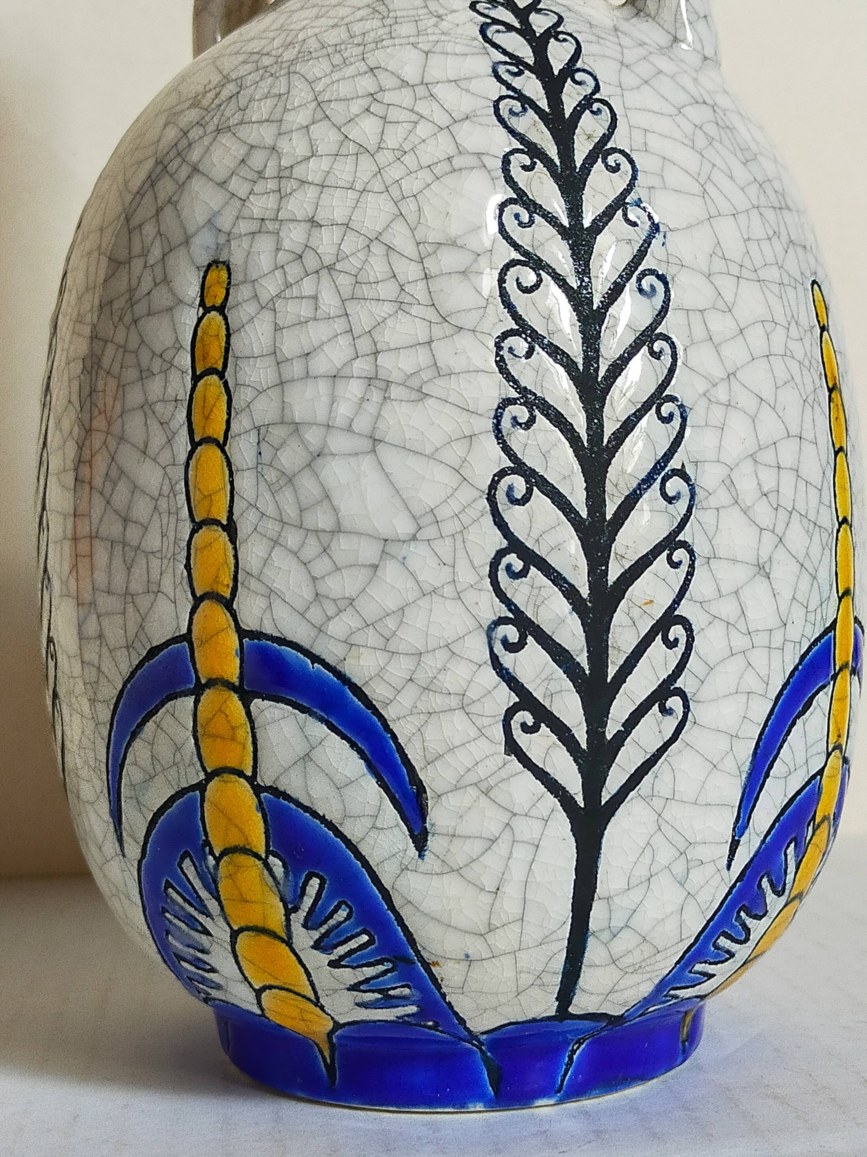 Soliflore bottle vase in fine earthenware boch frères la louvière-keramis early 20th century