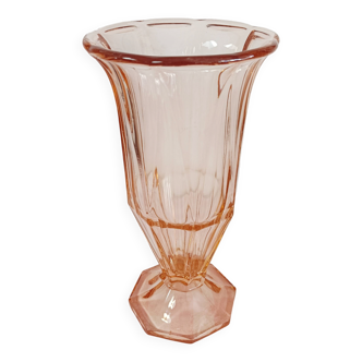 Large pink glass vase