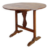 Foldable winemaker's table in solid oak - Ø 90cm