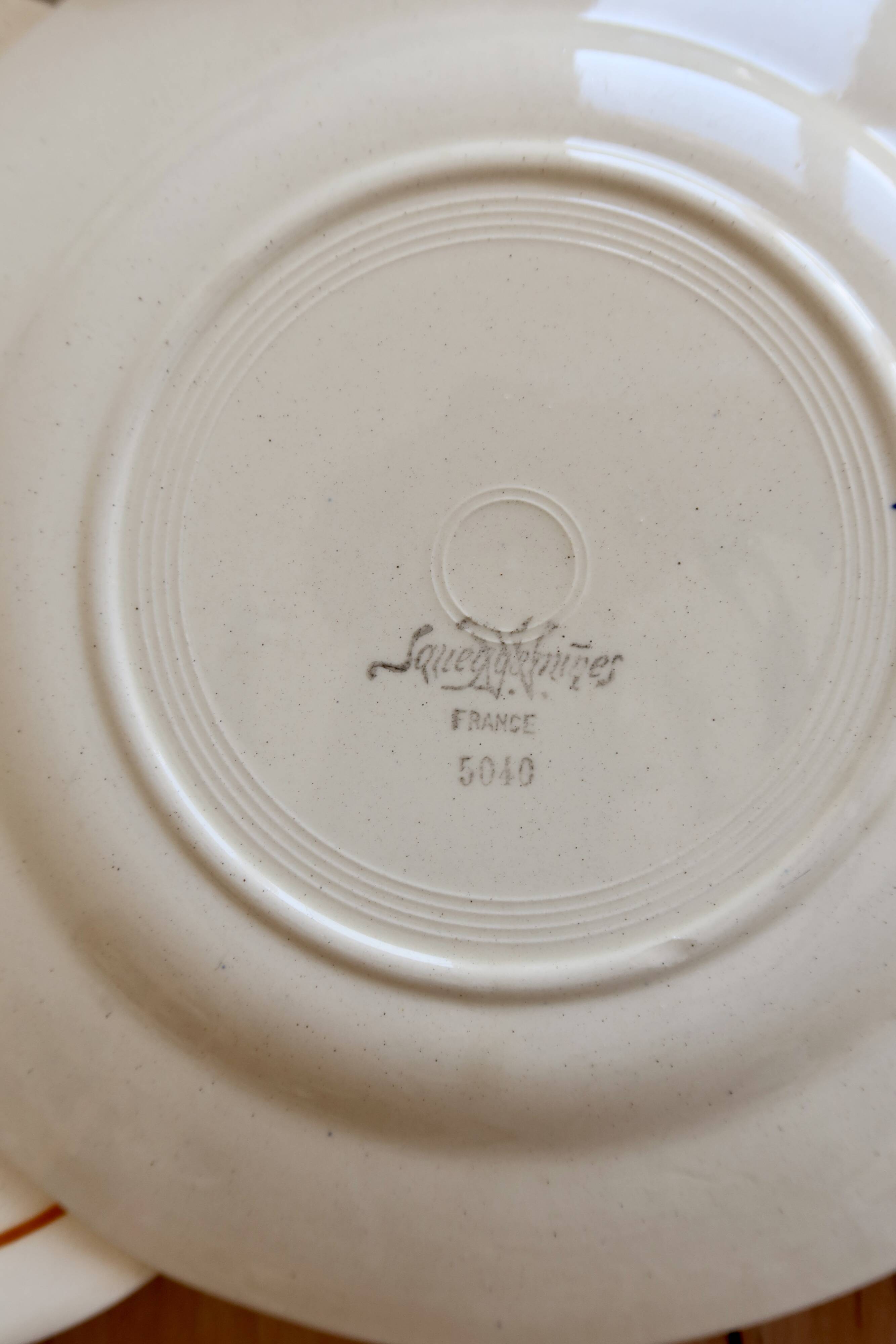 6 vintage flat plates from Sarreguemines - Rose pattern
