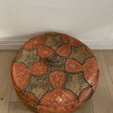 Moroccan leather pouf