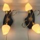 Arlus black and brass opaline sconces 1960