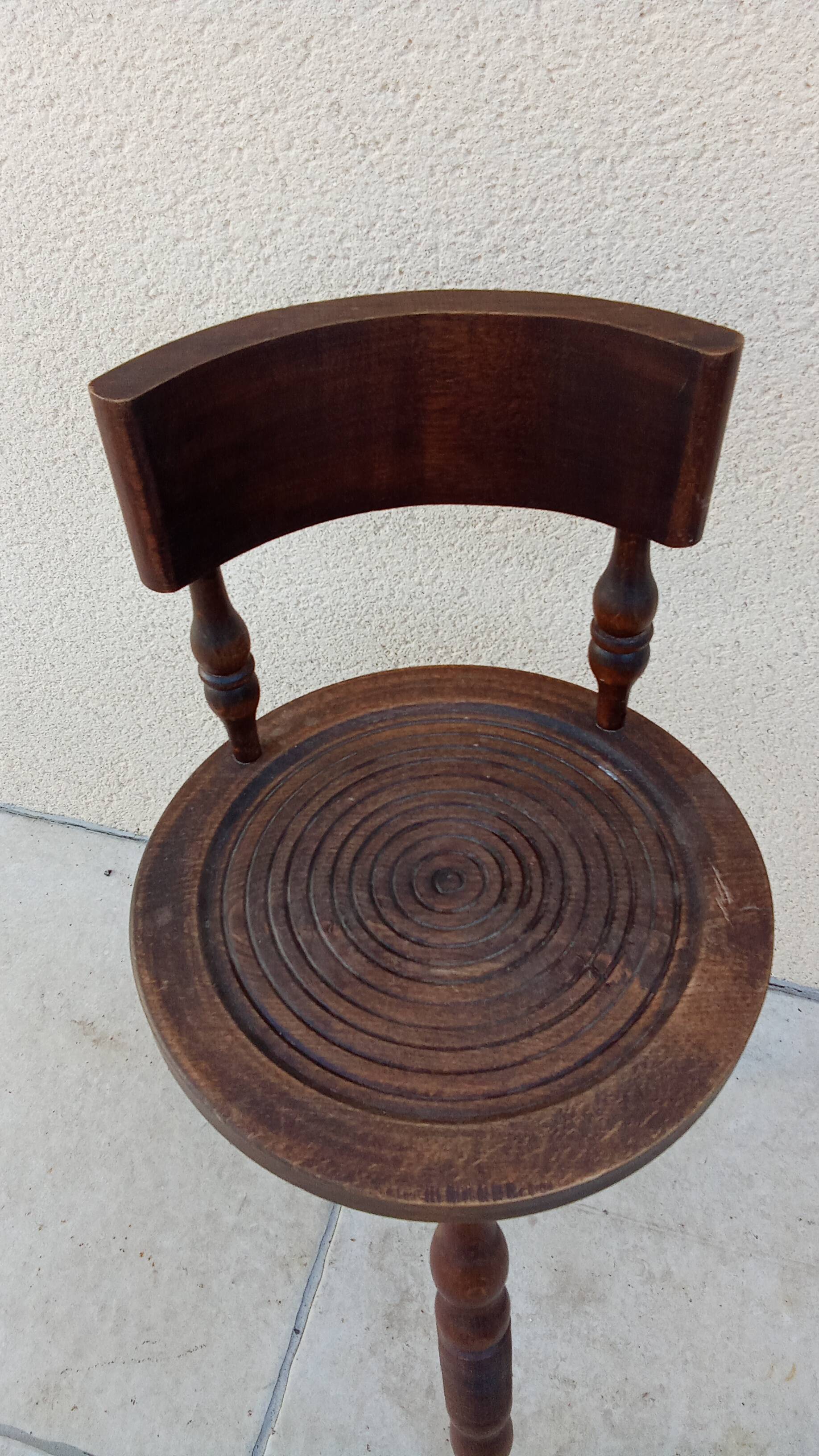 Vintage wooden stool charles dudouyt style