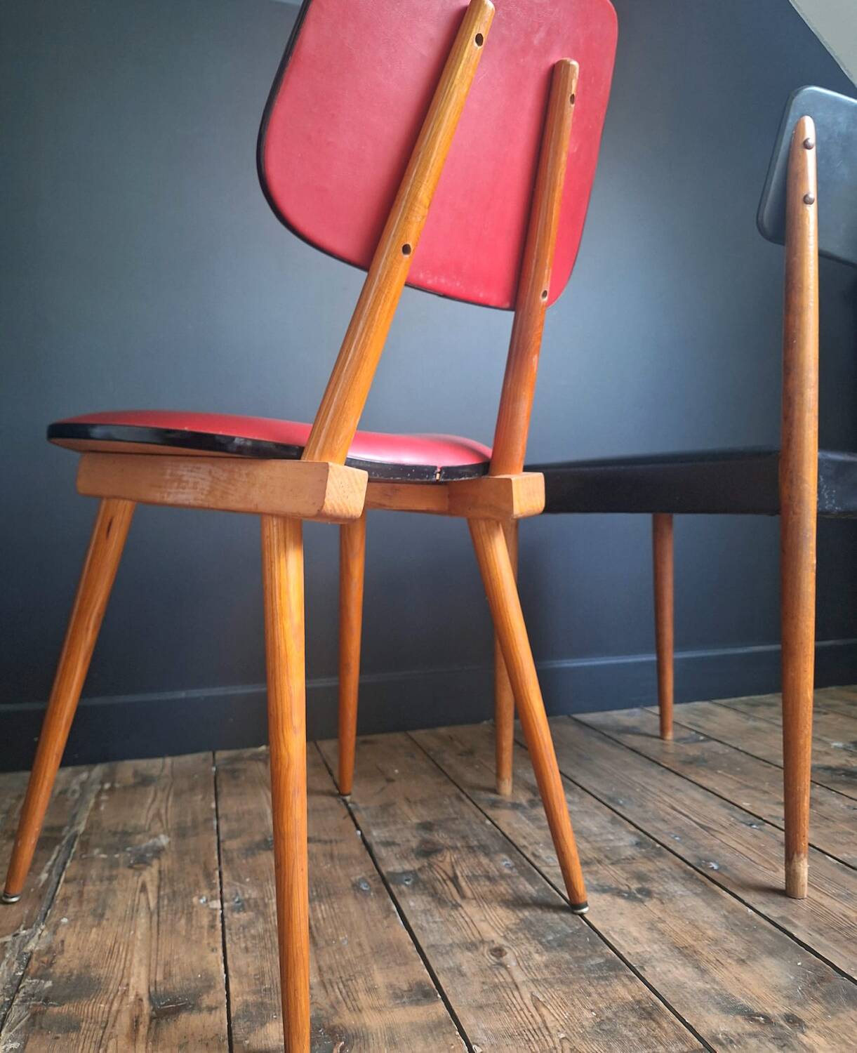 A pair of vintage chairs, a pair of antique seats.